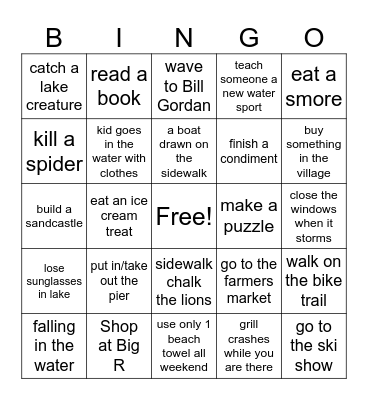 Lake Bingo Card
