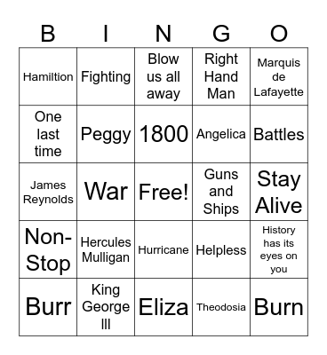 Hamilton Bingo Card
