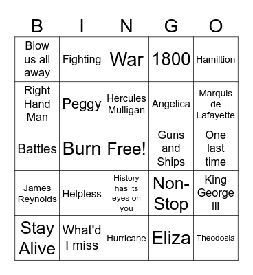Hamilton Bingo Card