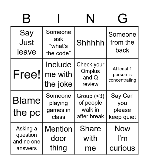 Untitled Bingo Card