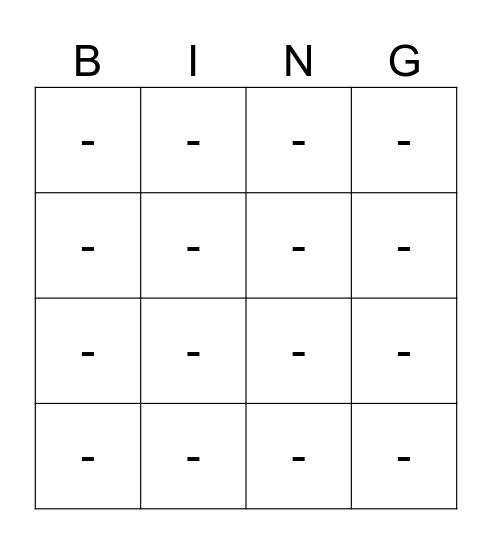 Bingo Card