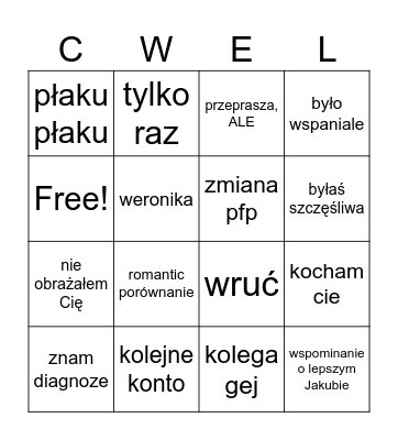 spierdolenie Bingo Card