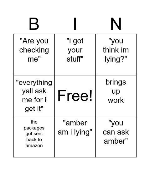 Justification for imcompetence Bingo Card