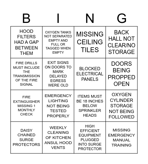 FIRE & LIFE SAFETY Bingo Card