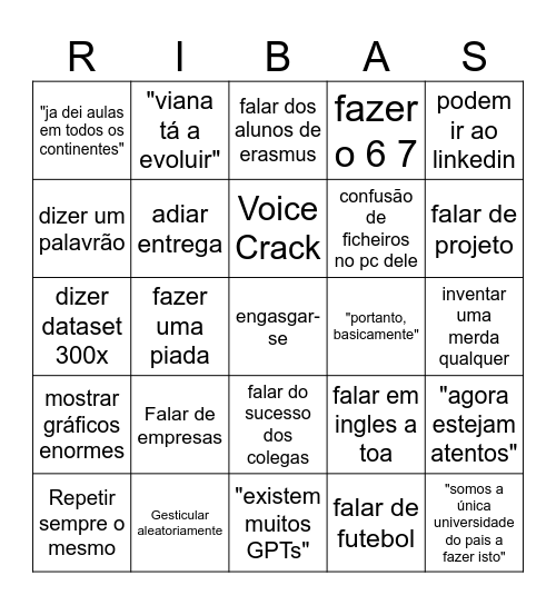 Ribeiro Bingo Card