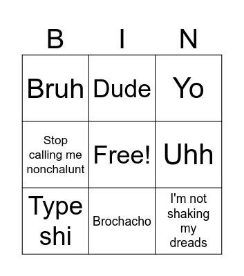 Nonchalunt roman Bingo Card