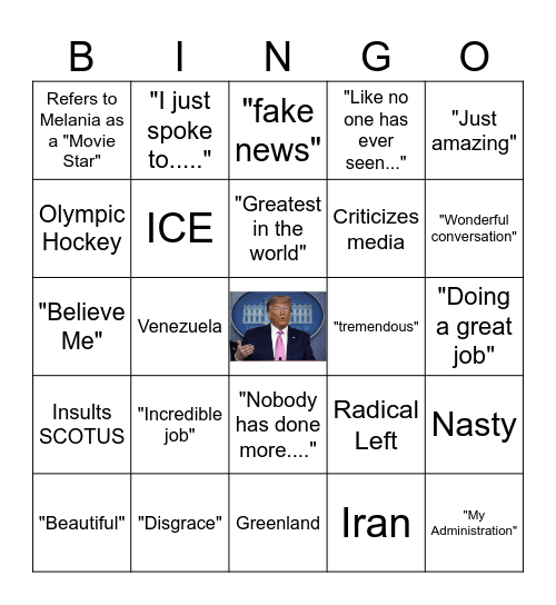 Trump Speech Bingo Card