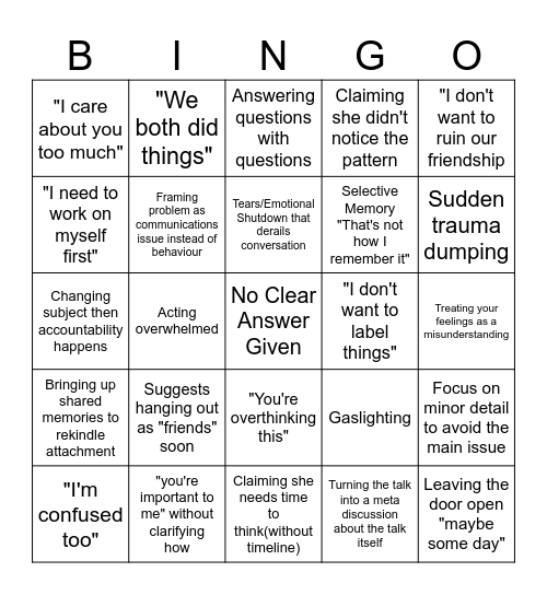 The talk Bingo Card