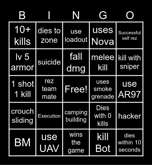 BLOODSTRIKE Bingo Card