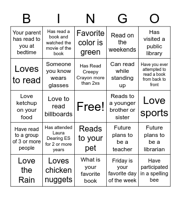 NEVADA READING WEEK Bingo Card