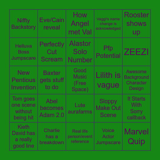 Hazbin Season 3 Bingo Card