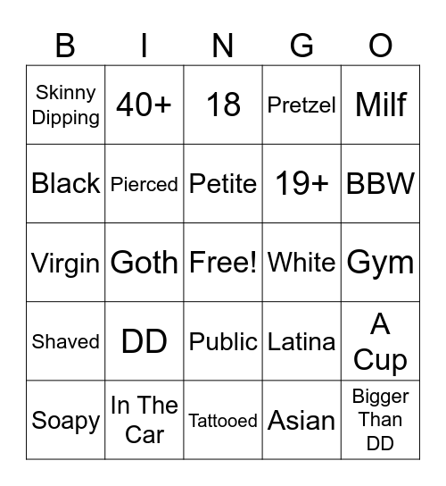 Nude Bingo Card