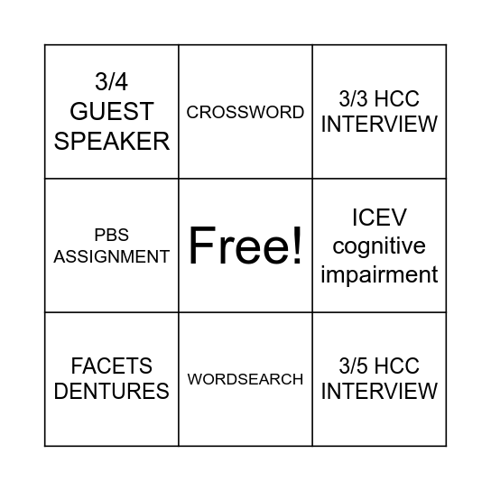 WEEK 12 Bingo Card