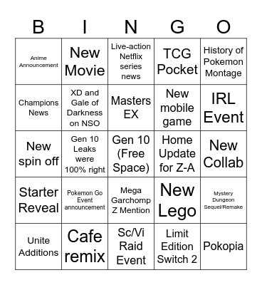 Pokemon Day Presents 2026 Bingo Card