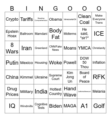 State of the Union Bingo Card