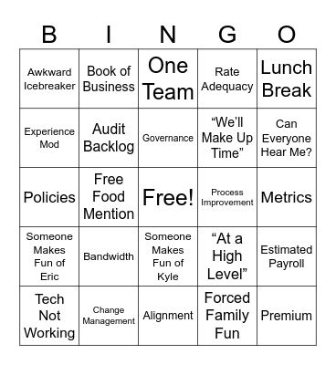 PAUSD Corporate Lingo Bingo Card