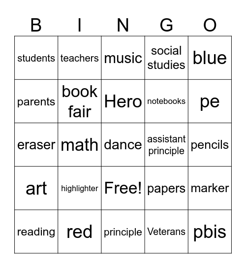 Veterans Bingo Card