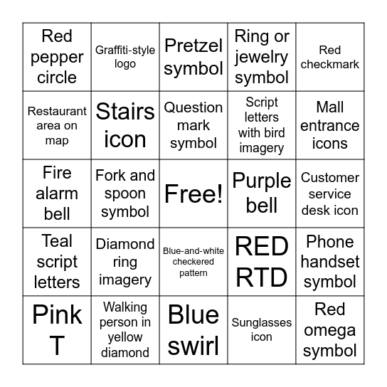 Mall Bingo Card