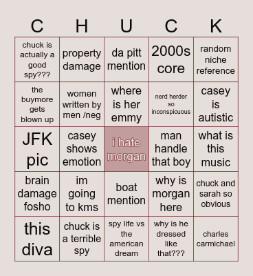 chuck bartowski my belovef Bingo Card
