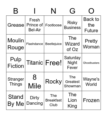 Round 3 - Movies and TV Bingo Card