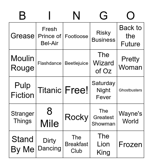 Round 3 - Movies and TV Bingo Card