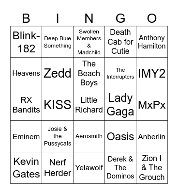Flamingo Music Bingo:  Game #2 Bingo Card