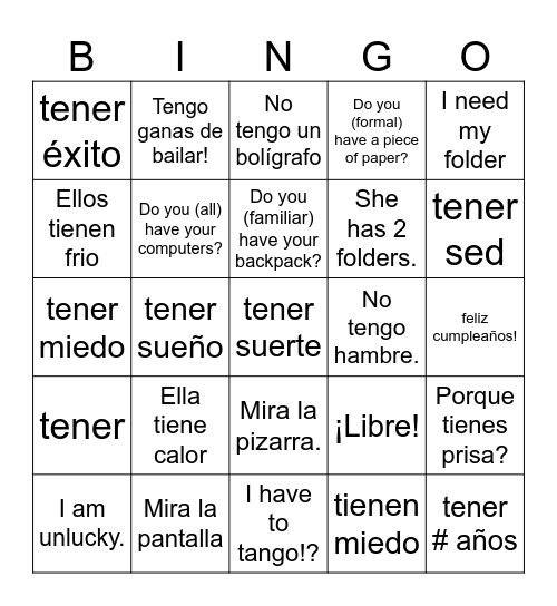 Pedrick Tener y Mas Bingo Card