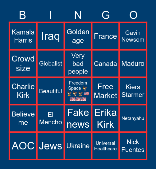 SOTU 2026 Bingo Card