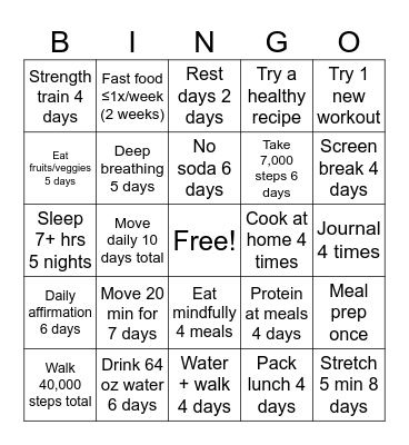 BINGO CHALLENGE (BEGINNER) Bingo Card