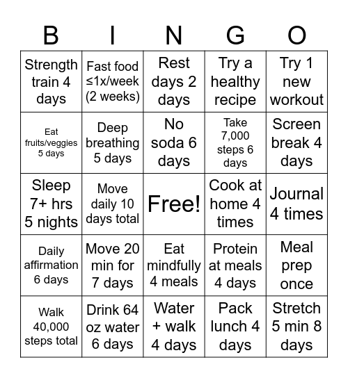 BINGO CHALLENGE (BEGINNER) Bingo Card