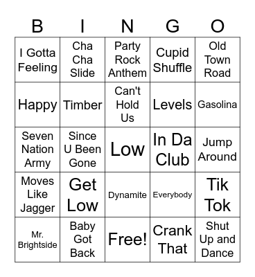 Round 6 (BLACKOUT) - Millennial Party Anthems Bingo Card