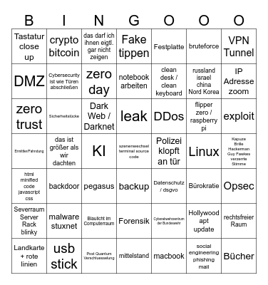 Super Hacker Bingo Card