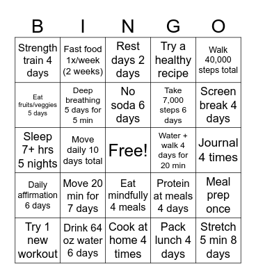 BINGO CHALLENGE (BEGINNER) Bingo Card