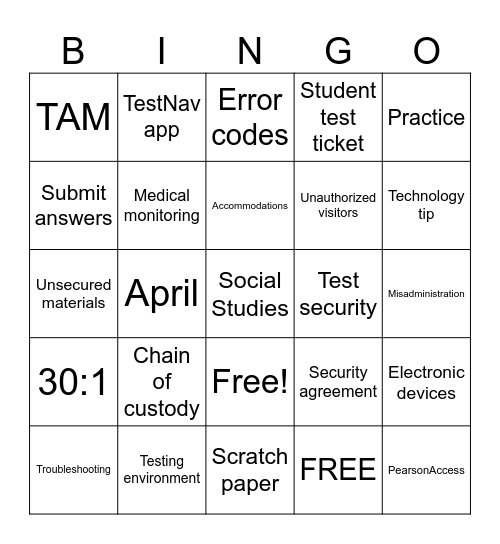CMAS BINGO Card