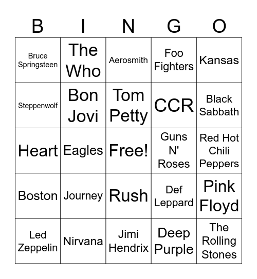 Round 8 - Rock Bangers Bingo Card