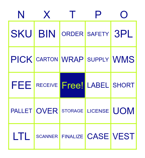 NXTPOINT BINGO Card