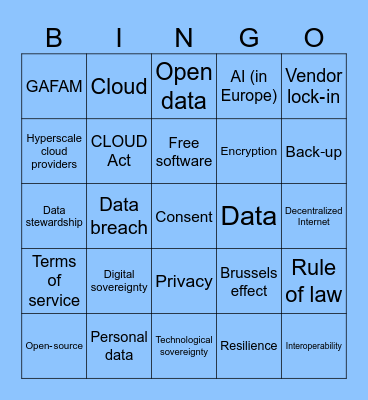 Digital sovereignty Bingo Card