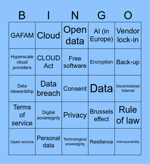 Digital sovereignty Bingo Card