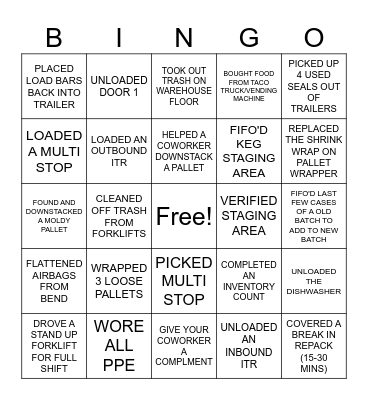 NIGHT HAWK WAREHOUSE Bingo Card