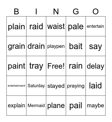 Unit 10 Bingo Card