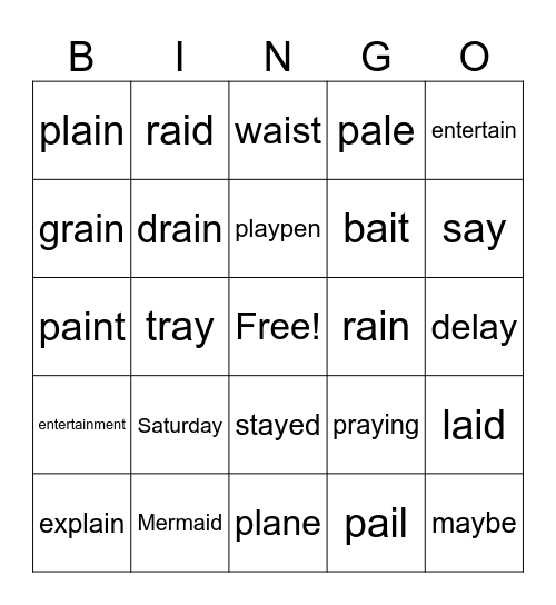 Unit 10 Bingo Card