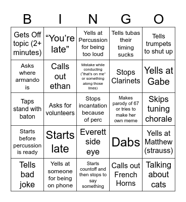 Ms Proffitt Bingo Card