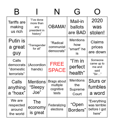 THE MENTAL STATE OF THE UNION Bingo Card