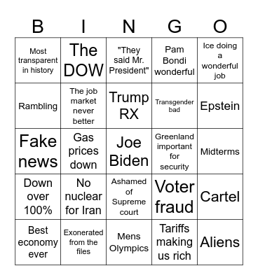 SOTU Bingo Card