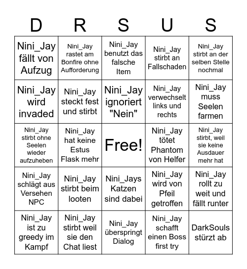 Nini_Jay DarkSouls Lore Run Bingo Card