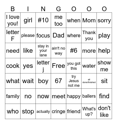 American Sign Language BINGO Card