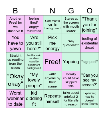 David's Dream Team Bingo Card