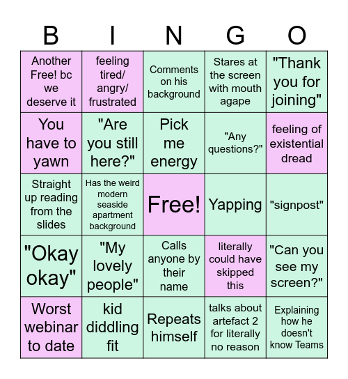 David's Dream Team Bingo Card