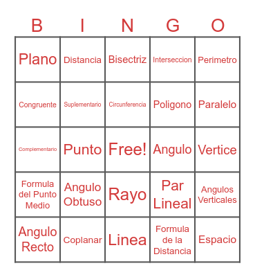 Tools of Geometry Bingo Card