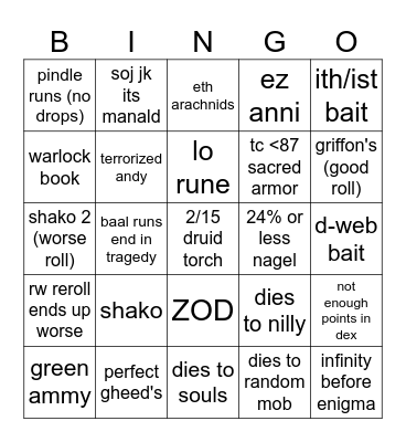 D2R BINGO Card